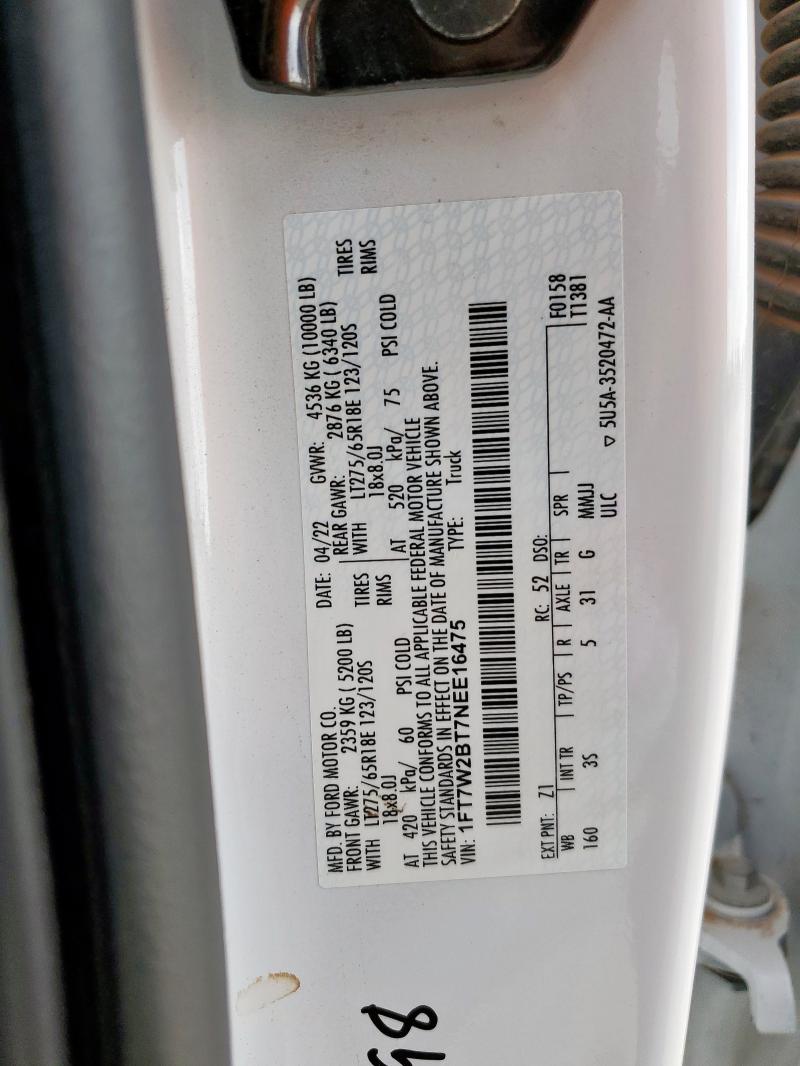 2022 FORD F250 SUPER - 1FT7W2BT7NEE16475