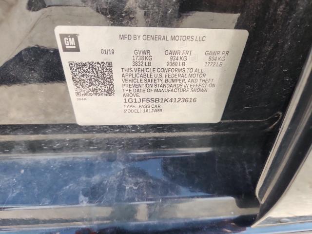 2019 CHEVROLET SONIC PREM 1G1JF5SB1K4123616