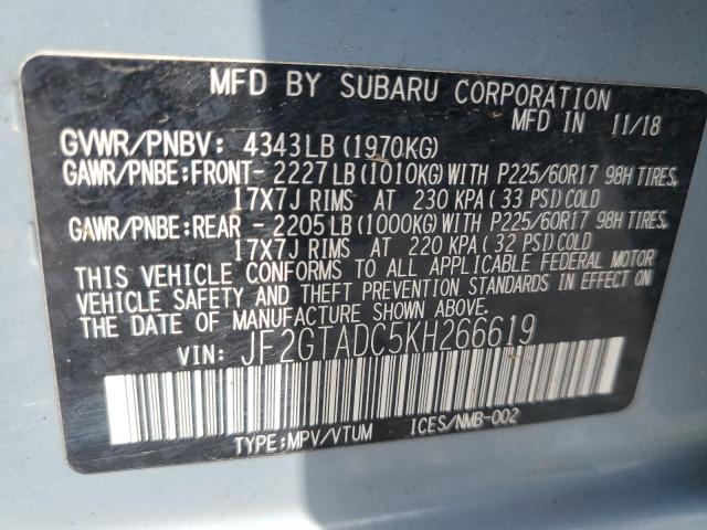 2019 SUBARU CROSSTREK PREMIUM JF2GTADC5KH266619