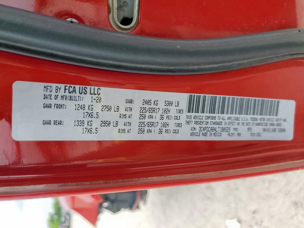2020 DODGE JOURNEY SE 3C4PDCAB4LT180529