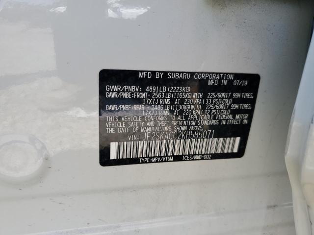 2019 SUBARU FORESTER JF2SKACC2KH585071