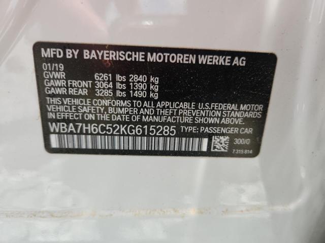 2019 BMW M760 XI WBA7H6C52KG615285