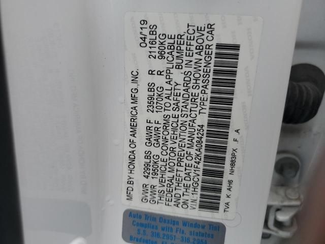 2019 HONDA ACCORD EX 1HGCV1F42KA084254