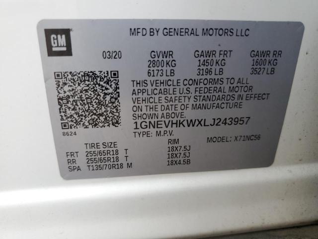2020 CHEVROLET TRAVERSE L - 1GNEVHKWXLJ243957
