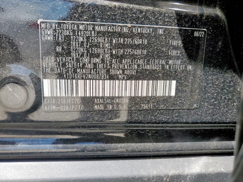 2022 TOYOTA RAV4 SE 4T3T6RFV2NU087034