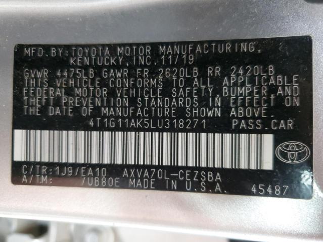2020 TOYOTA CAMRY SE 4T1G11AK5LU318271