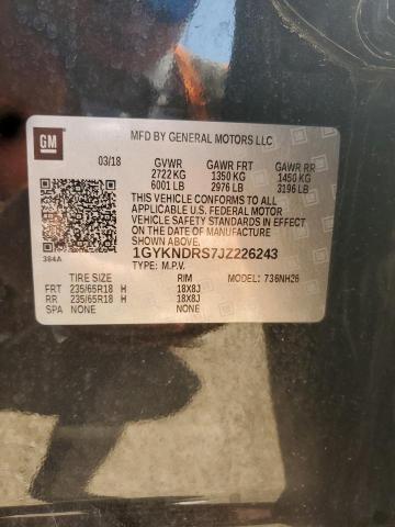 2018 CADILLAC XT5 LUXURY 1GYKNDRS7JZ226243