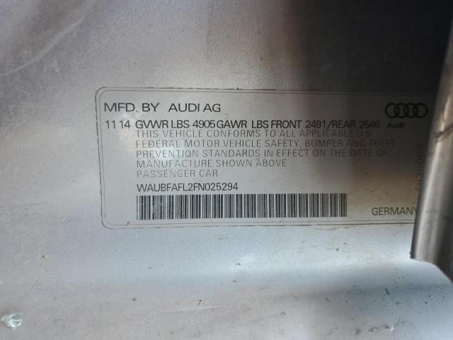 2015 AUDI A4 PREMIUM WAUBFAFL2FN025294