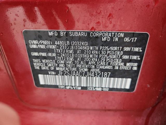 2018 SUBARU FORESTER 2 JF2SJAAC7JH432187
