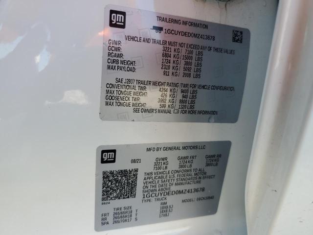 2021 CHEVROLET SILVERADO 1GCUYDED0MZ413678