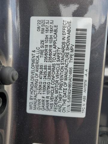 2022 HONDA CR-V EXL 5J6RW2H86NA014895