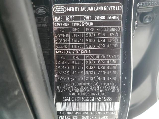 2016 LAND ROVER DISCOVERY SALCR2BG9GH551928