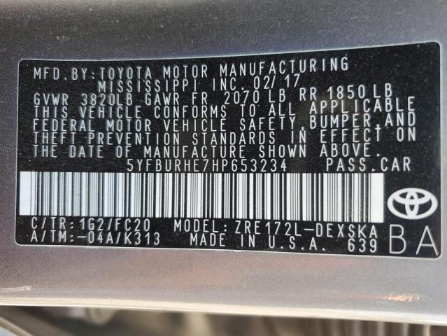 2017 TOYOTA COROLLA L - 5YFBURHE7HP653234