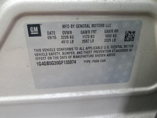 2016 BUICK LACROSSE 1G4GB5G39GF135874