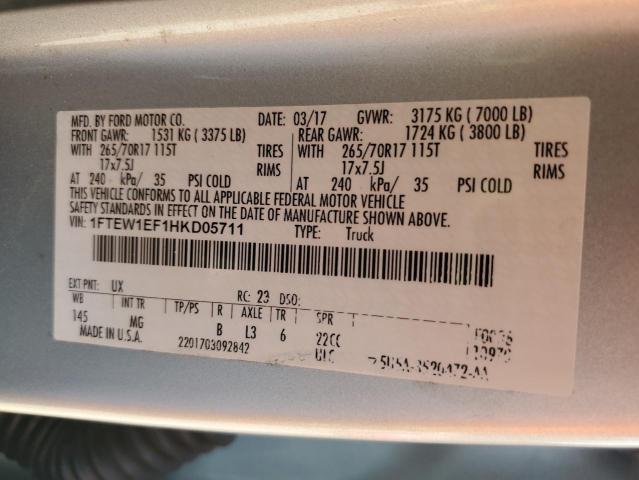 2017 FORD F150 SUPER - 1FTEW1EF1HKD05711