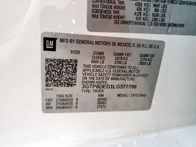 2020 GMC SIERRA C15 3GTP8DED1LG377799
