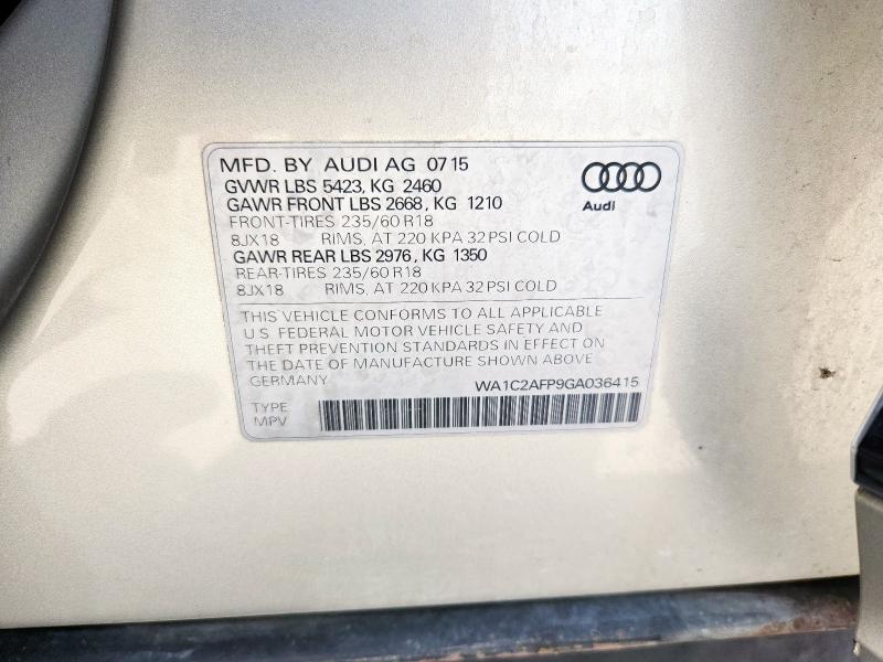 2016 AUDI Q5 PREMIUM WA1C2AFP9GA036415