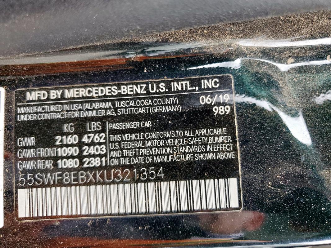 2019 MERCEDES-BENZ C 300 4MATIC 55SWF8EBXKU321354