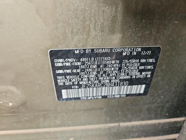 2022 SUBARU FORESTER TOURING JF2SKARC2NH431830