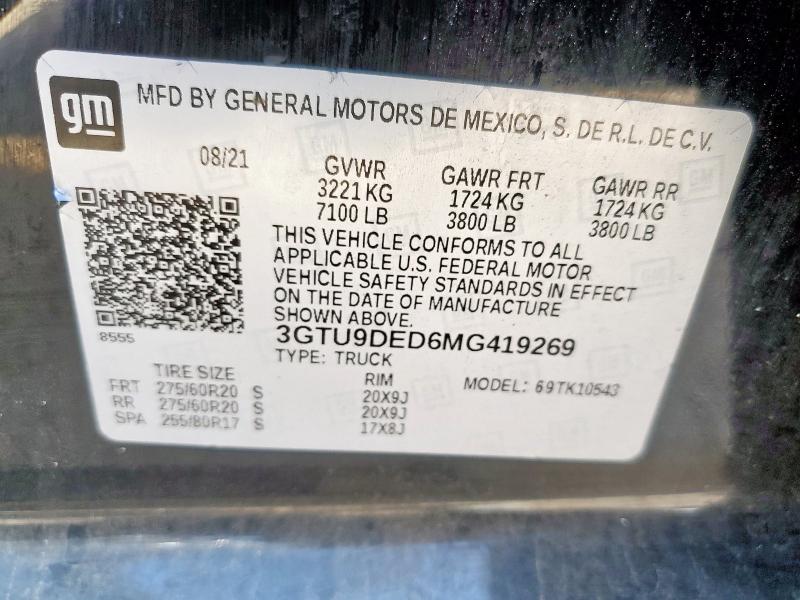 2021 GMC SIERRA K15 - 3GTU9DED6MG419269