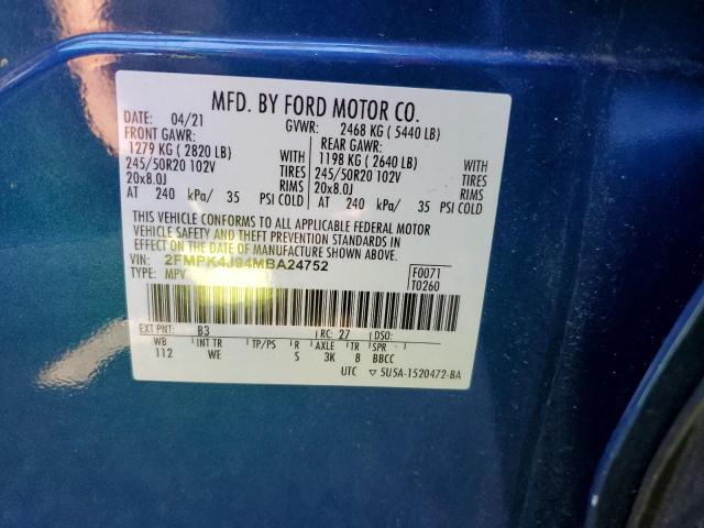 2021 FORD EDGE SEL 2FMPK4J94MBA24752