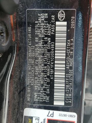 2012 TOYOTA CAMRY BASE - 4T1BF1FK1CU064983
