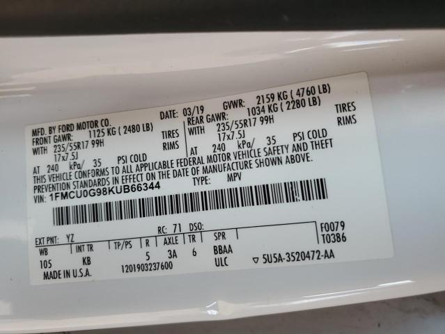 2019 FORD ESCAPE SE - 1FMCU0G98KUB66344