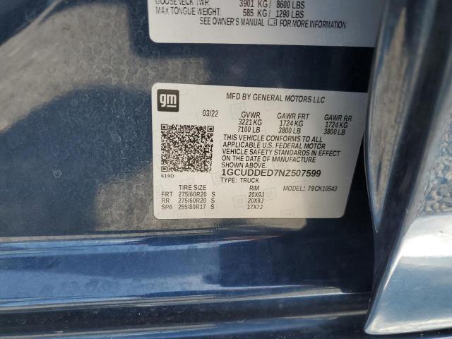 2022 CHEVROLET SILVERADO - 1GCUDDED7NZ507599