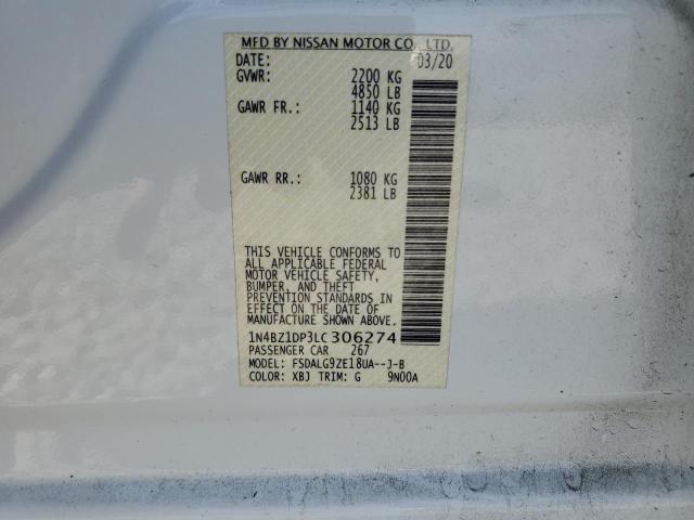 2020 NISSAN LEAF SL PL 1N4BZ1DP3LC306274