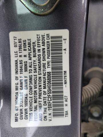 2017 HONDA CIVIC LX 19XFC2F55HE068068