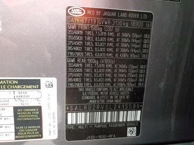 2020 LAND ROVER DISCOVERY SALRU2RV0L2415598