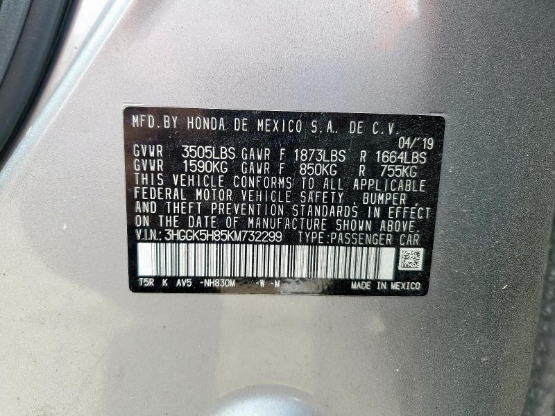 2019 HONDA FIT EX 3HGGK5H85KM732299