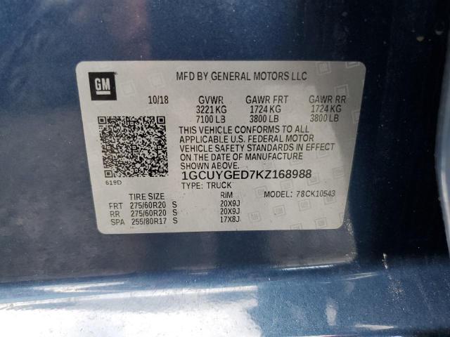 2019 CHEVROLET SILVERADO - 1GCUYGED7KZ168988