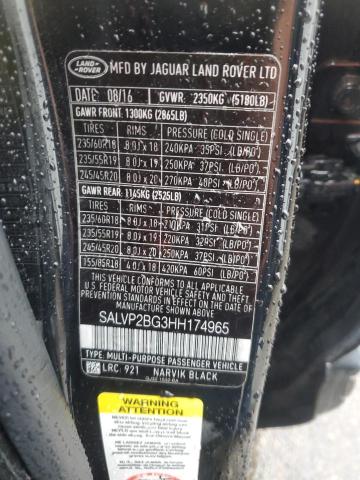 2017 LAND ROVER RANGE ROVE SALVP2BG3HH174965