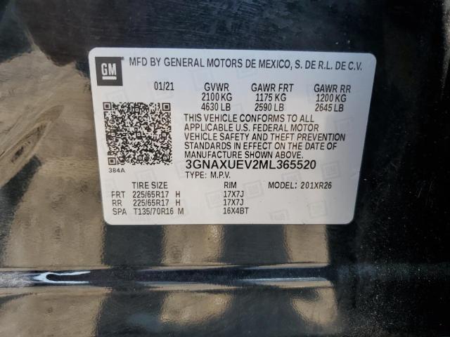 2021 CHEVROLET EQUINOX LT - 3GNAXUEV2ML365520