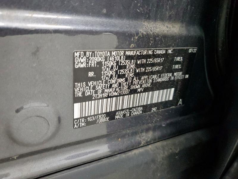 2022 TOYOTA RAV4 LE 2T3H1RFV0NW213007