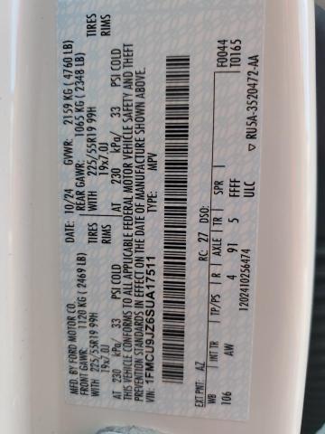 2025 FORD ESCAPE PLA 1FMCU9JZ6SUA17511