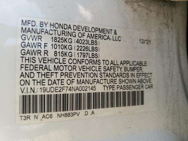 2022 ACURA ILX PREMIU 19UDE2F74NA002145