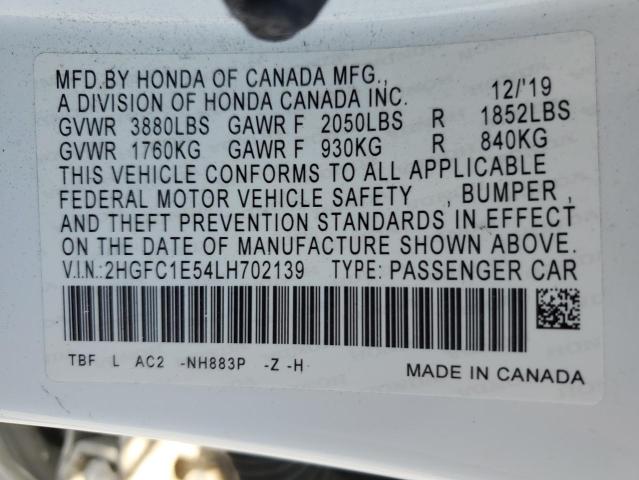 2020 HONDA CIVIC SI 2HGFC1E54LH702139