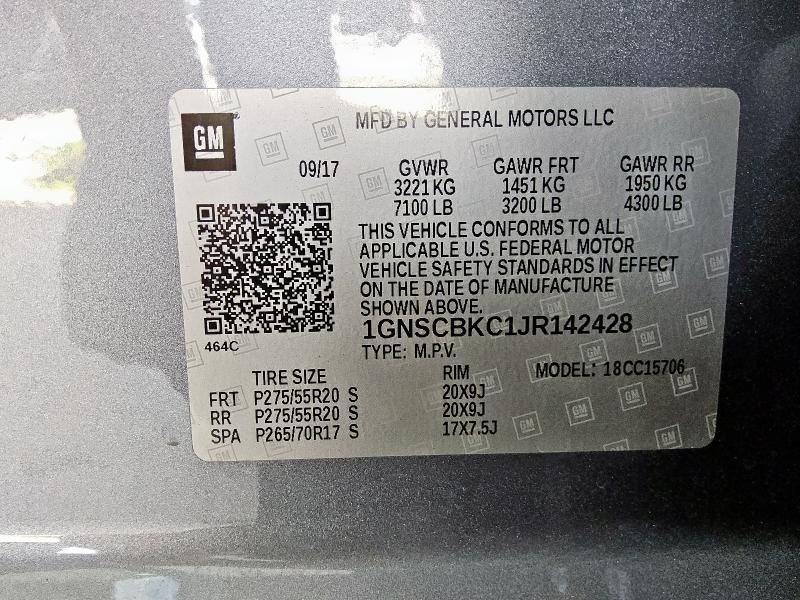 2018 CHEVROLET TAHOE C1500 LT 1GNSCBKC1JR142428