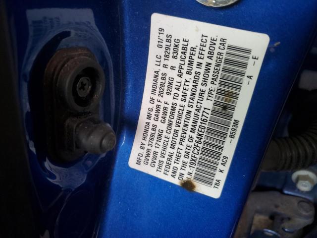 2019 HONDA CIVIC LX 19XFC2F64KE016771