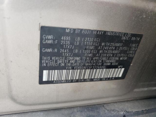 2015 SUBARU OUTBACK 2. 4S4BSAEC0F3226800