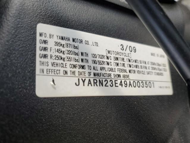2009 YAMAHA YZFR1 JYARN23E49A003501