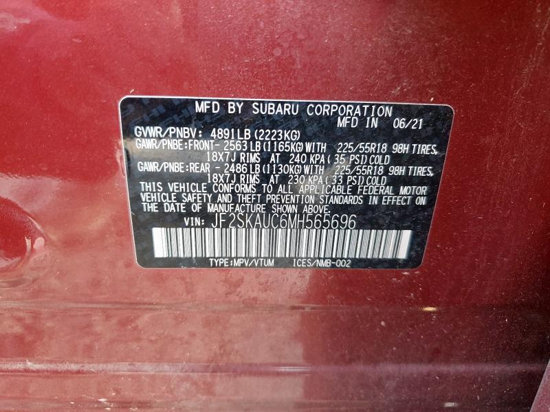 2021 SUBARU FORESTER L JF2SKAUC6MH565696