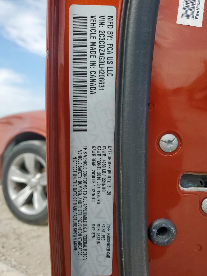 2020 DODGE CHALLENGER 2C3CDZAG3LH206631