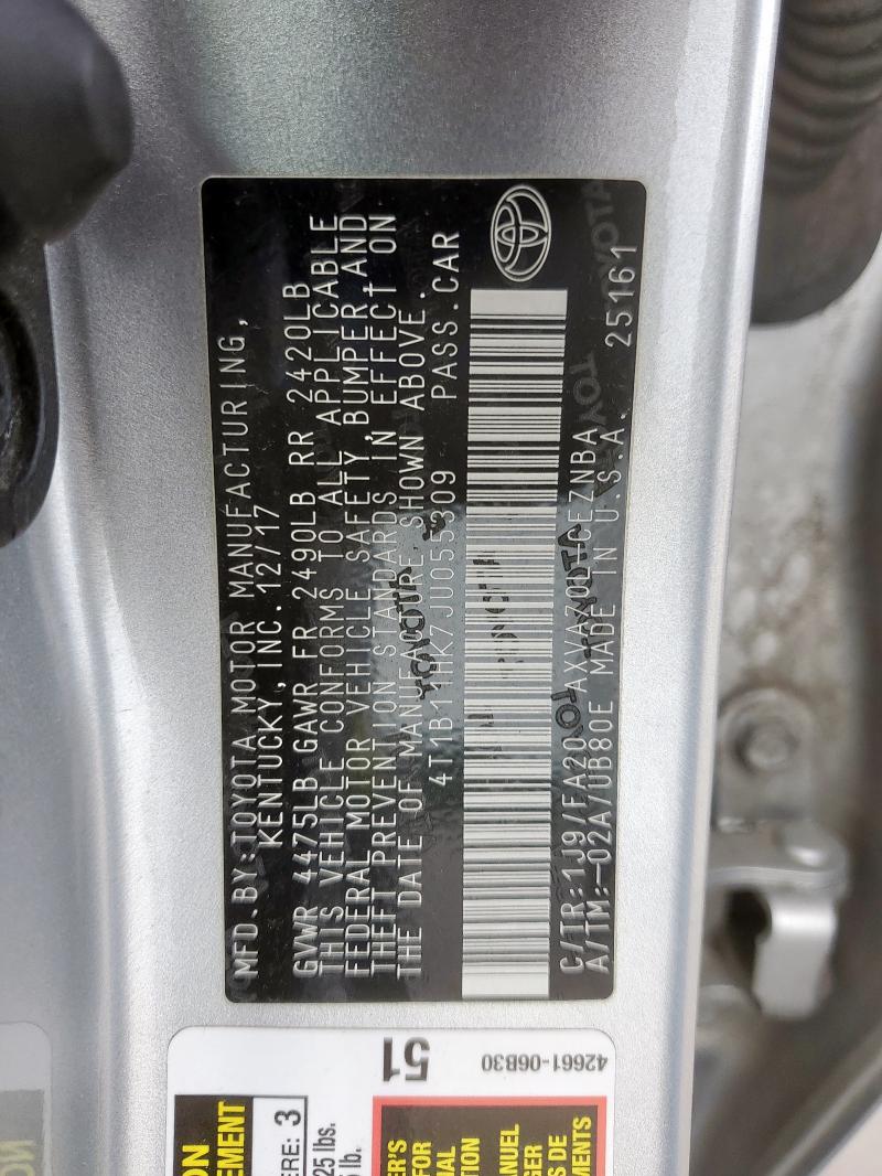 2018 TOYOTA CAMRY L 4T1B11HK7JU055309