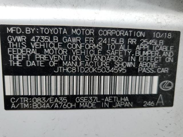 2019 LEXUS IS 300 JTHC81D20K5034595
