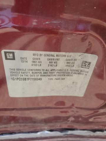 2015 CHEVROLET CRUZE LT 1G1PC5SB7F7156949