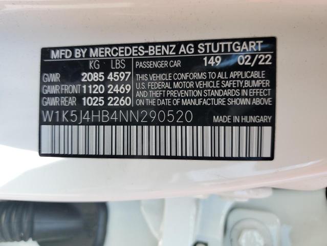 2022 MERCEDES-BENZ CLA 250 4M W1K5J4HB4NN290520
