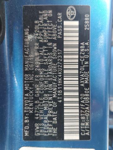 2019 TOYOTA CAMRY L 4T1B11HK4KU272317